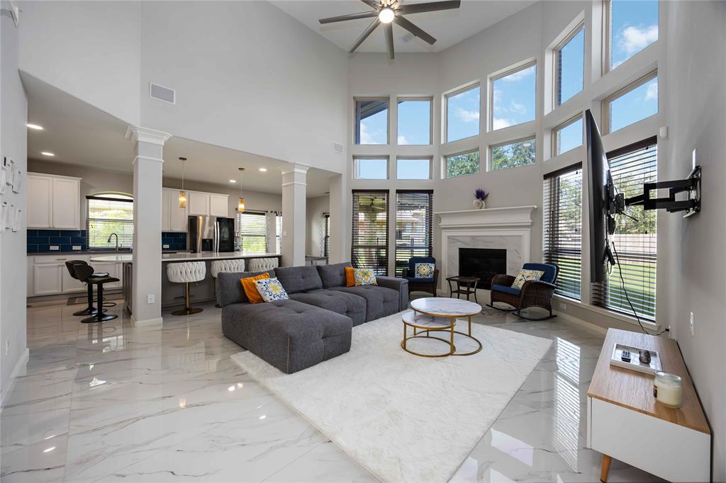 Open concept of family room and kitchen