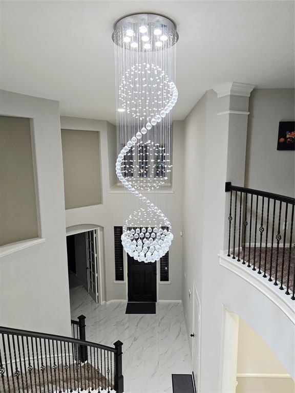 Rain drop Chandelier in the foyer