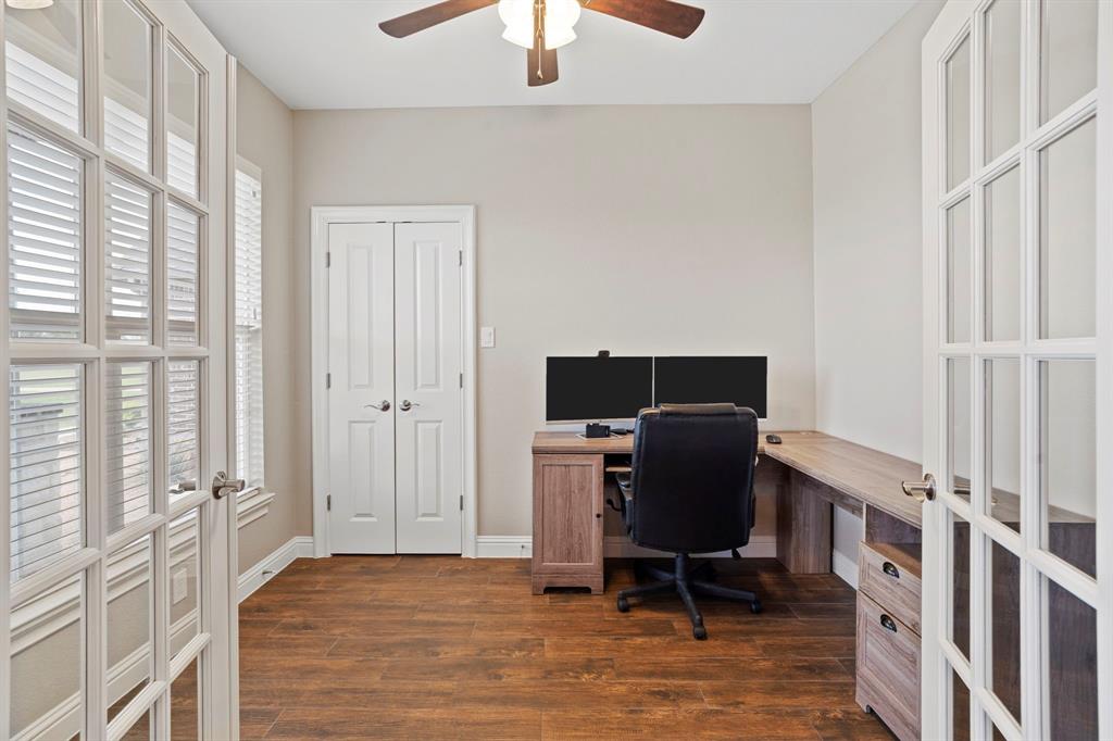 The dedicated office with large closet is perfect for those who work from home.
